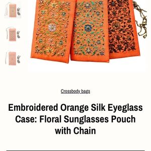 Embroidered Orange Silk Phone Case